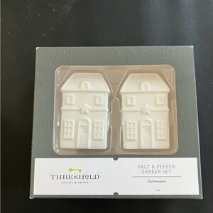 THRESHOLD 2pc Earthenware House Salt & Pepper Shaker Set WHITE